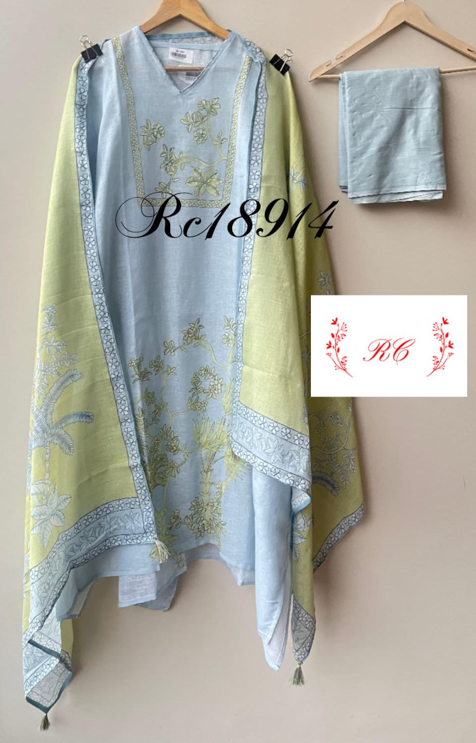 Pure linen printed unstitched ladies suit Rc18914