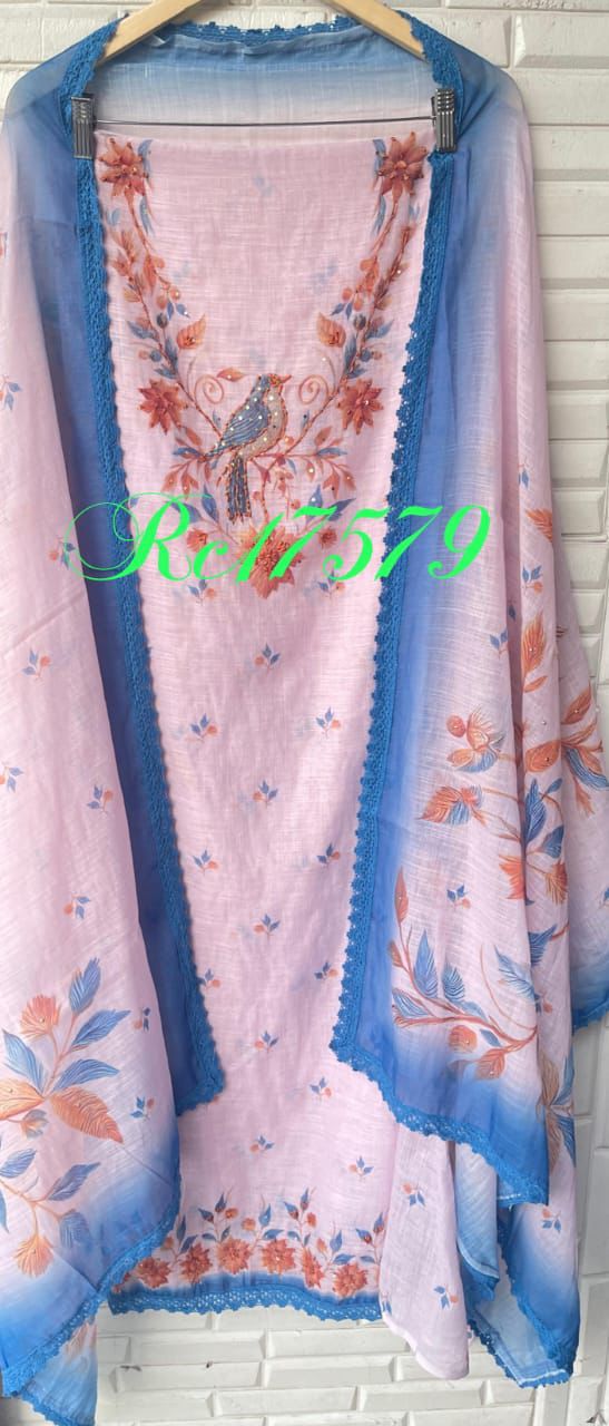 Cotton linen unstitched ladies suit Rc17579 (b)