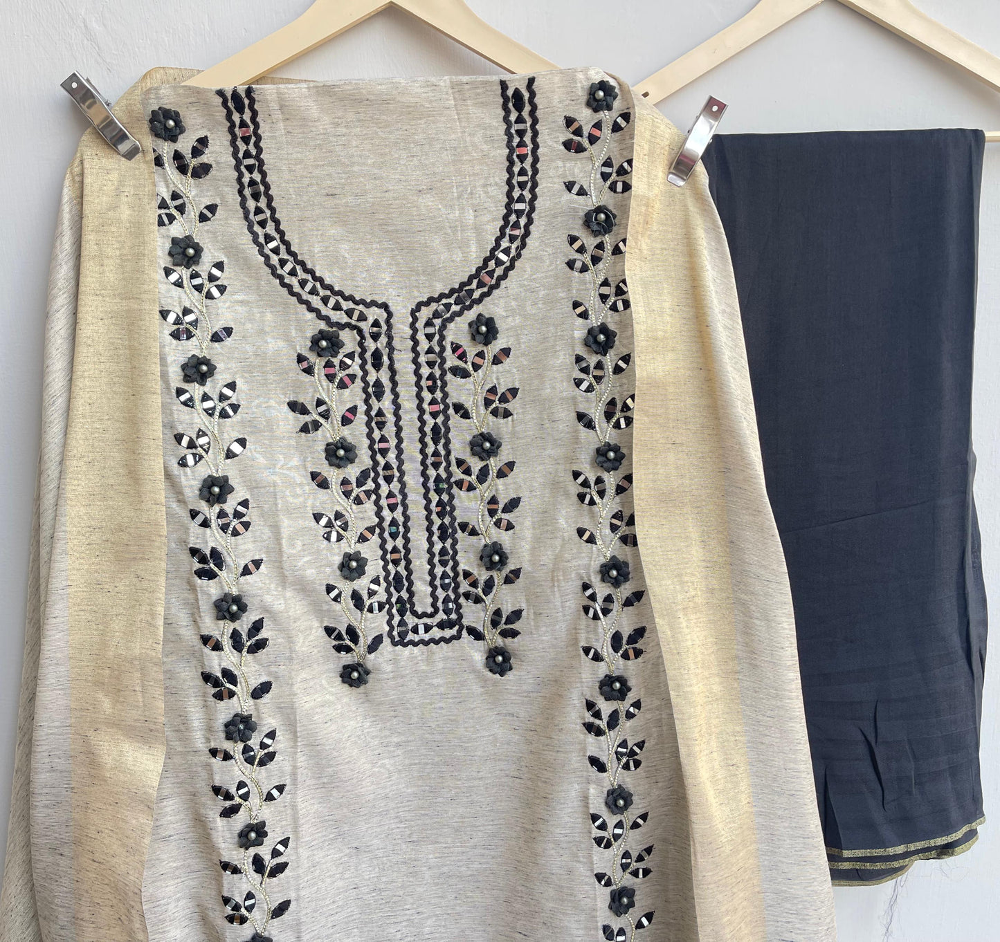 Self shimmer khadi silk unstitched ladies suit Rc17938