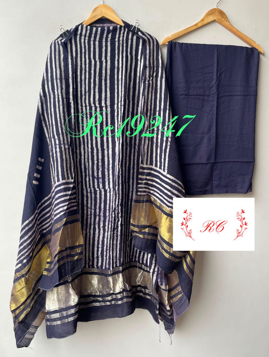 Cotton chanderi unstitched ladies suit Rc19247 (b)