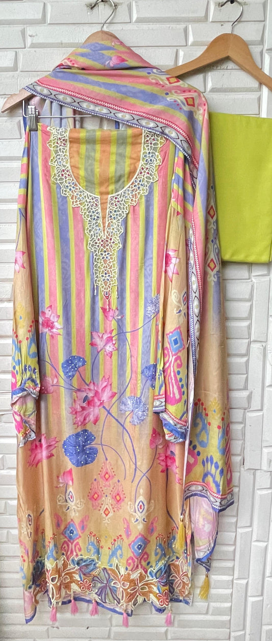 Muslin unstitched ladies suit Rc17380