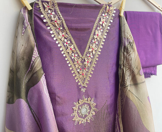 Shimmer silk unstitched ladies suit Rc17914