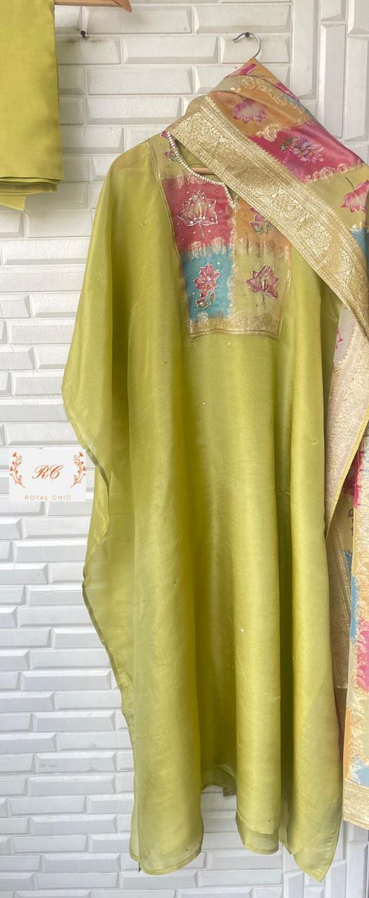 Pure Shimmer Silk Unstitched Ladies Suit Rc12716