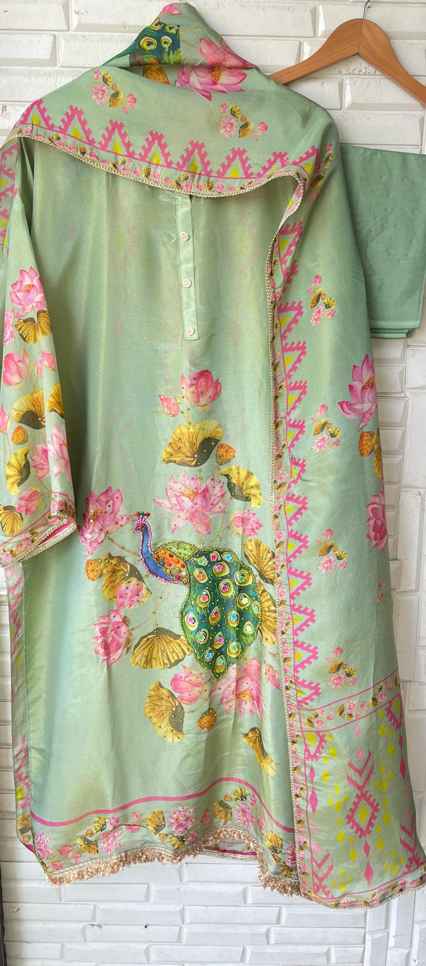 Shimmer silk unstitched ladies suit Rc17823