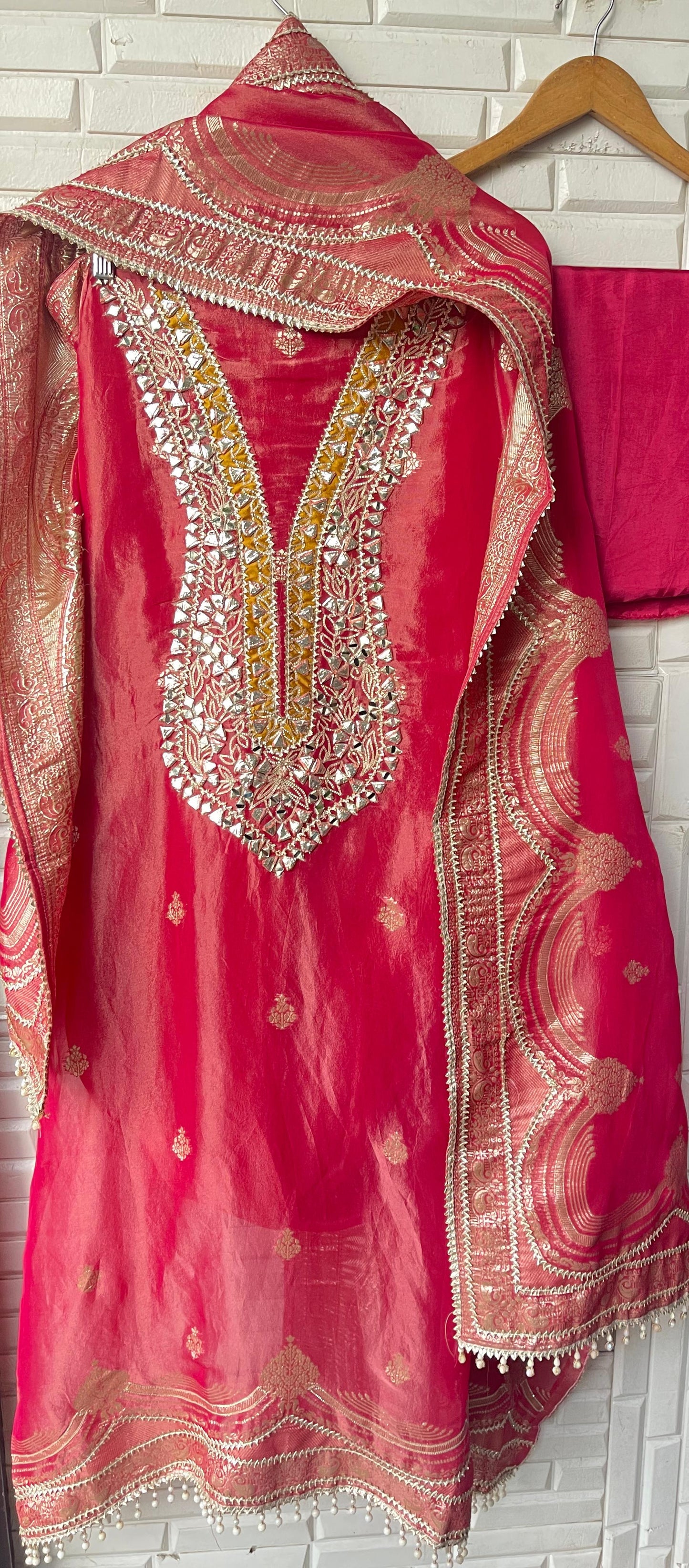 Banarasi shimmer silk unstitched ladies Rc17704