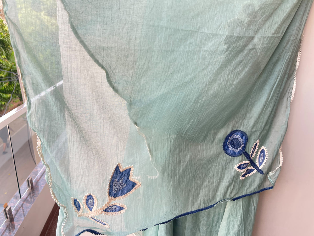 Designer Mul Chanderi Unstitched Suit Set