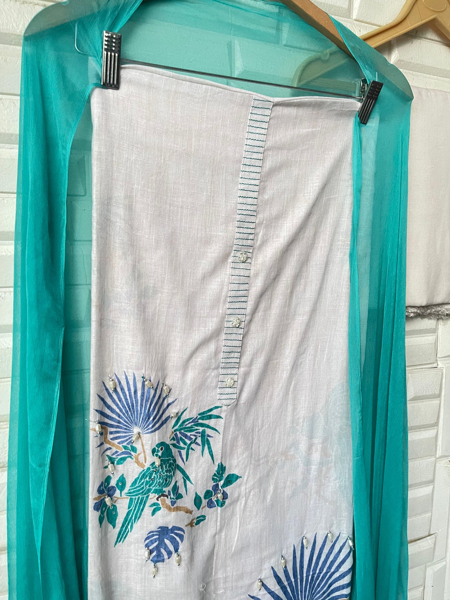 Cotton linen unstitched ladies suit Rc17421