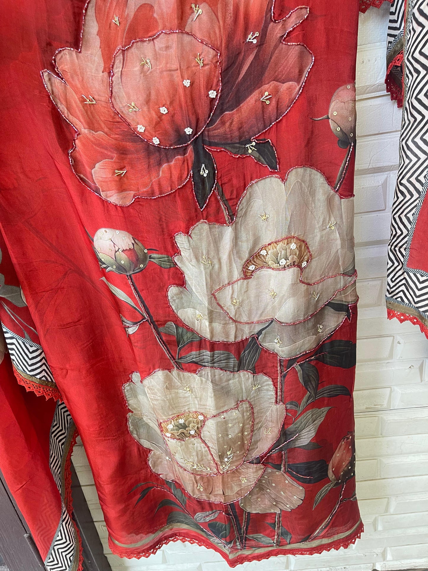 Crape satin unstitched ladies suit Rc17830 (a)