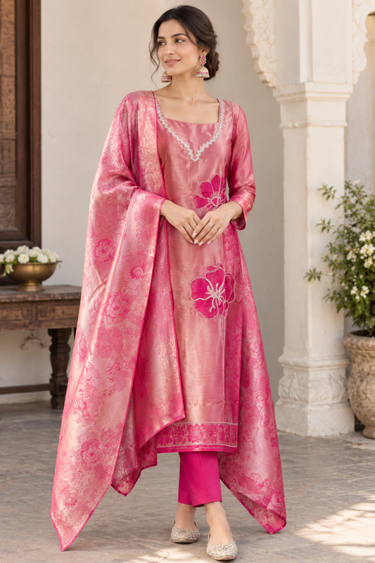 Banarasi Giraffe Silk Weaving Unstitched Suit Set