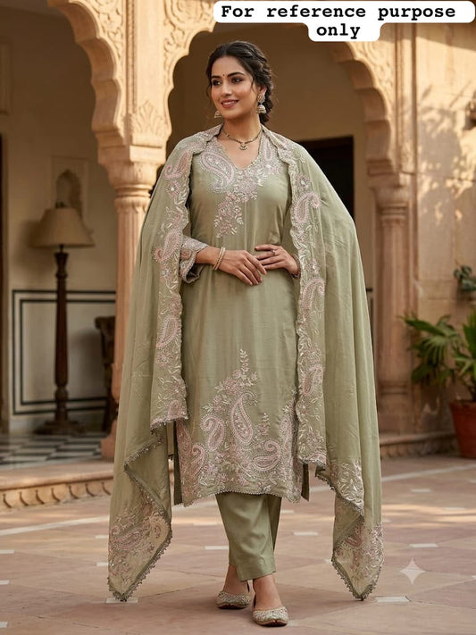 Satin crepe unstitched ladies suit Rc19298 (b)