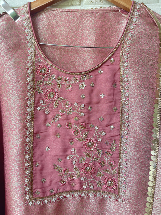 Finest banarasi silk unstitched ladies suit Rc17698