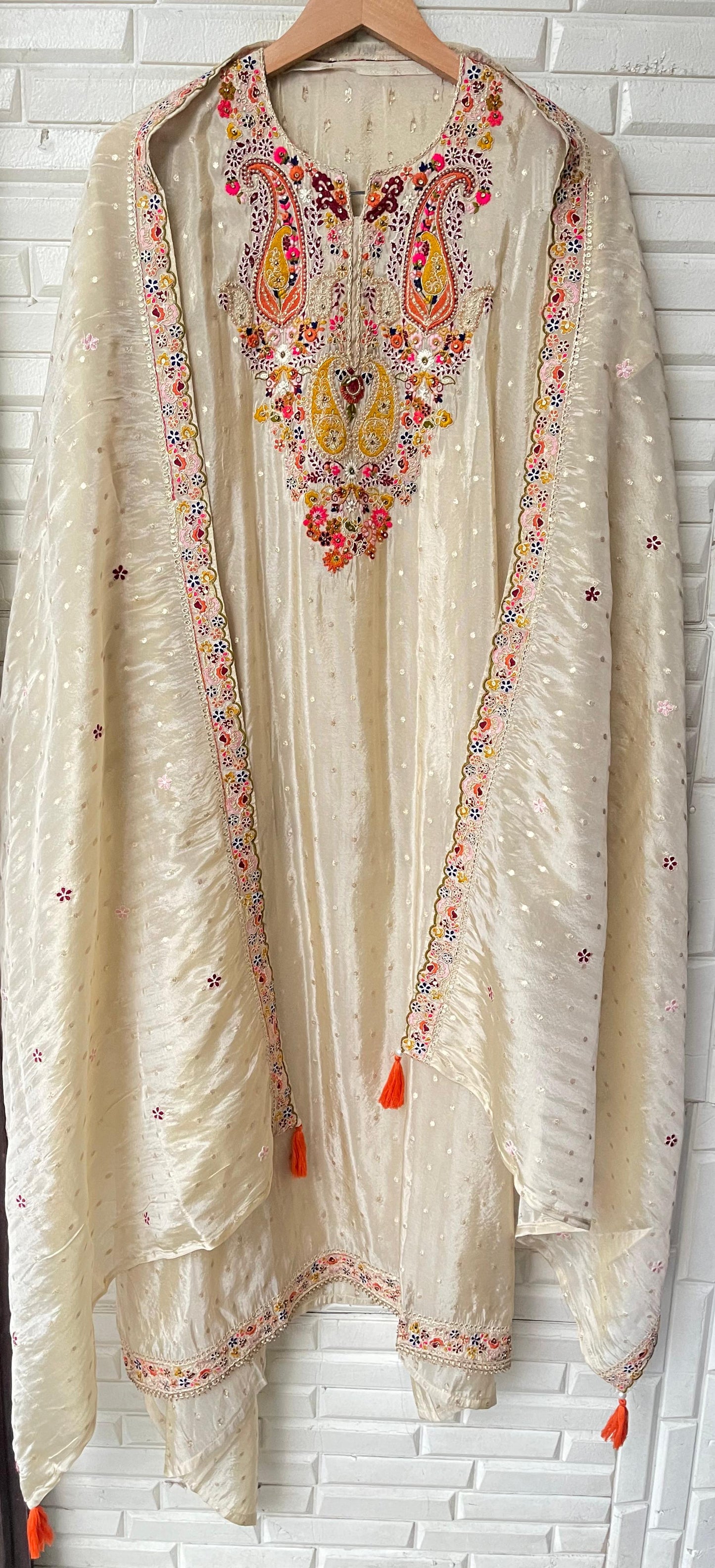 Banarasi shimmer silk unstitched ladies suit Rc17962