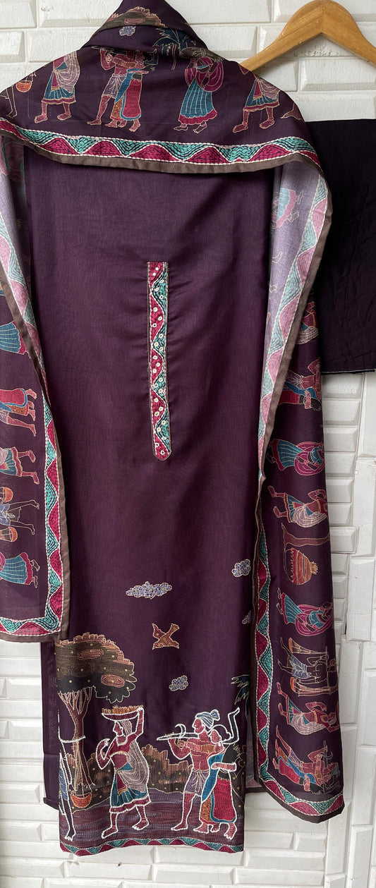 tasser silk unstitched ladies suit Rc17530