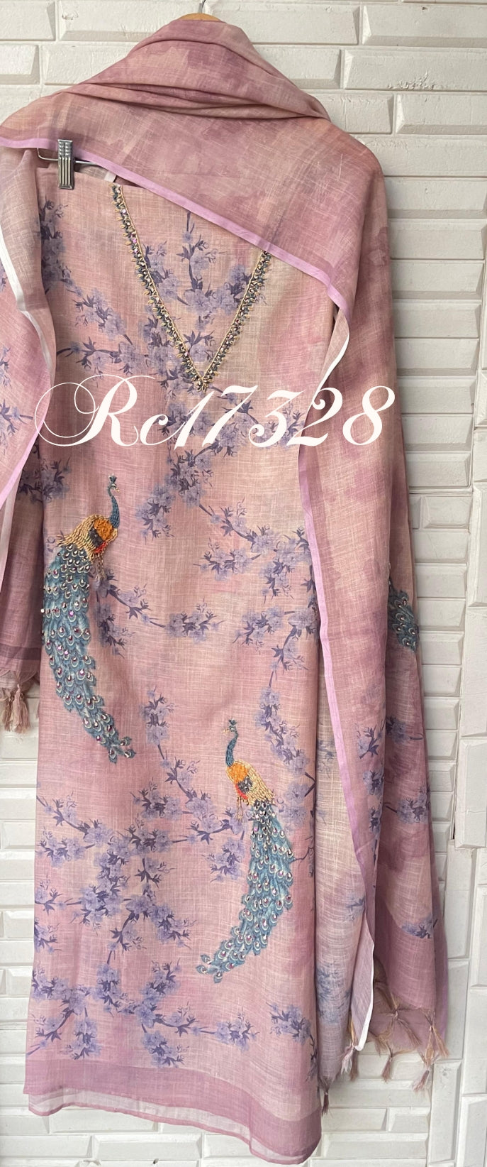 Linen unstitched ladies suit Rc17328