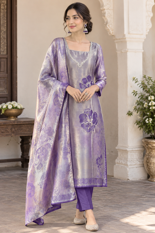 Banarasi Giraffe Silk Weaving Unstitched Suit Set