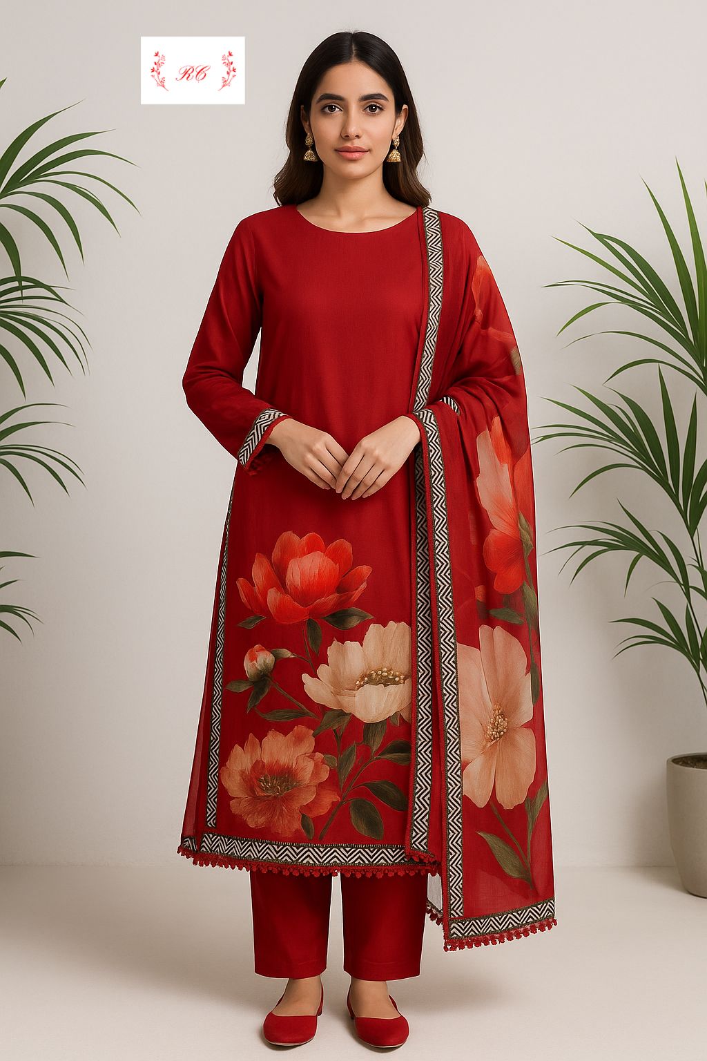 Crepe silk unstitched ladies suit Rc17584