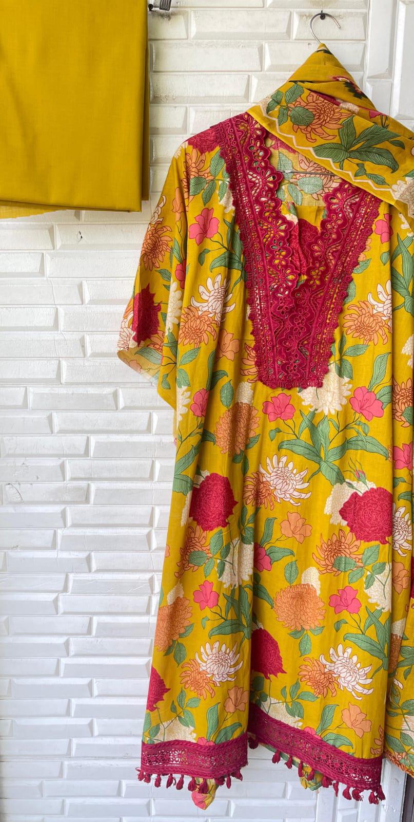 Cotton unstitched ladies suit Rc17074