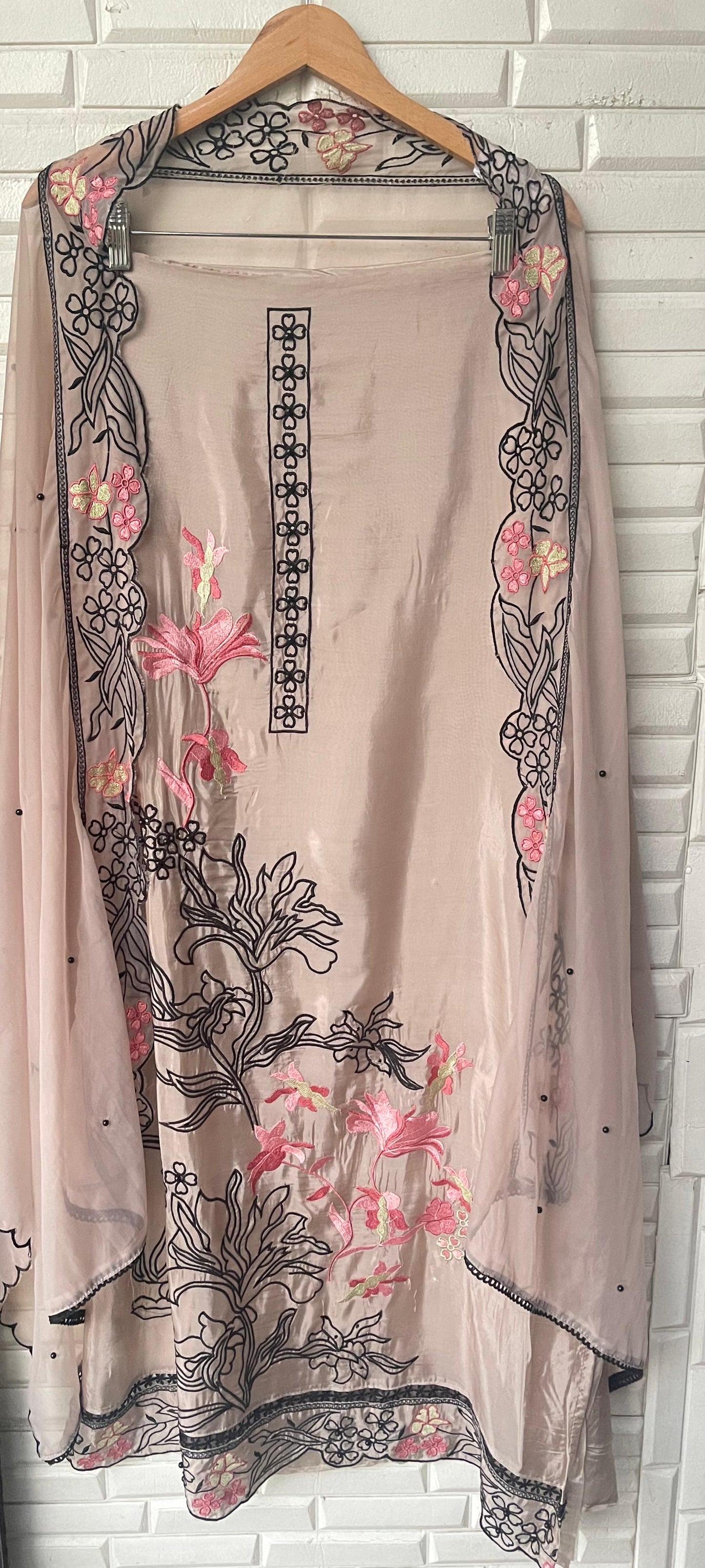 Glass organza unstitched ladies suit Rc17769