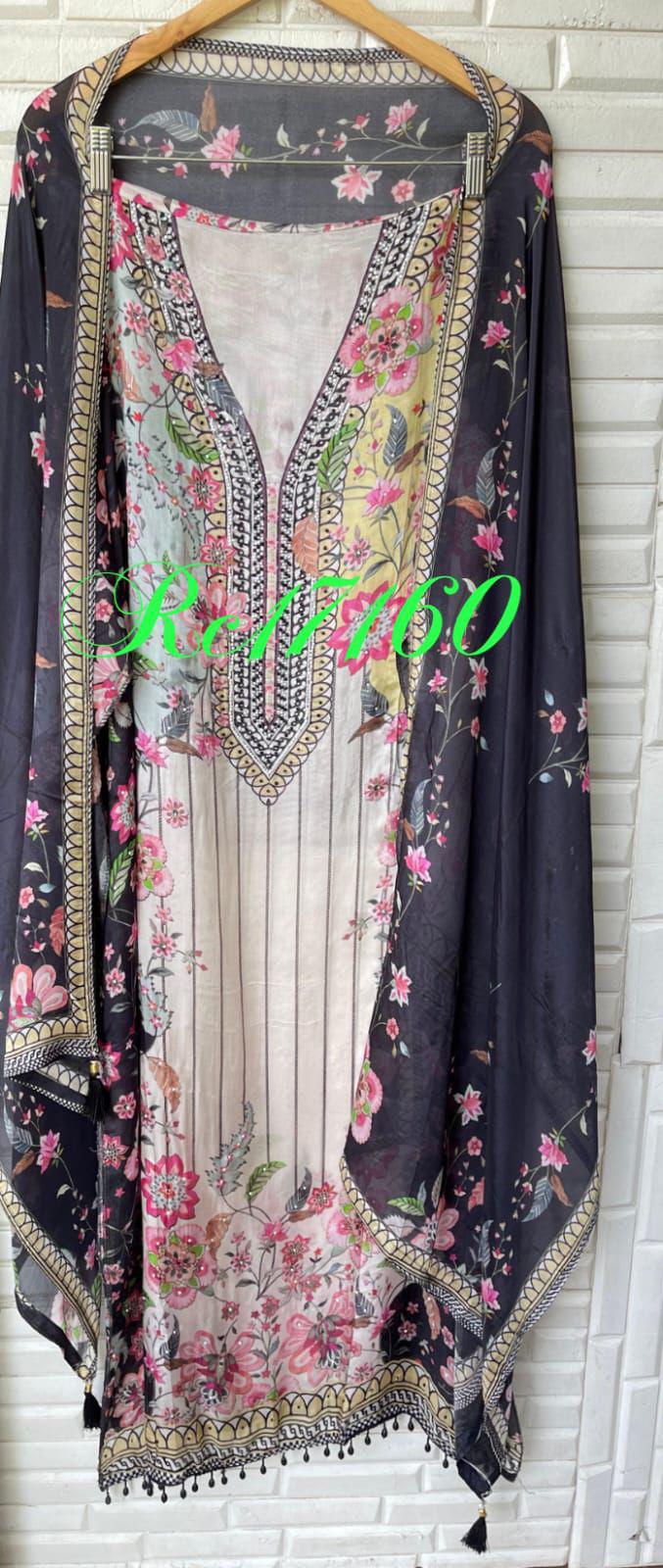 Muslin silk unstitched ladies suit Rc17160