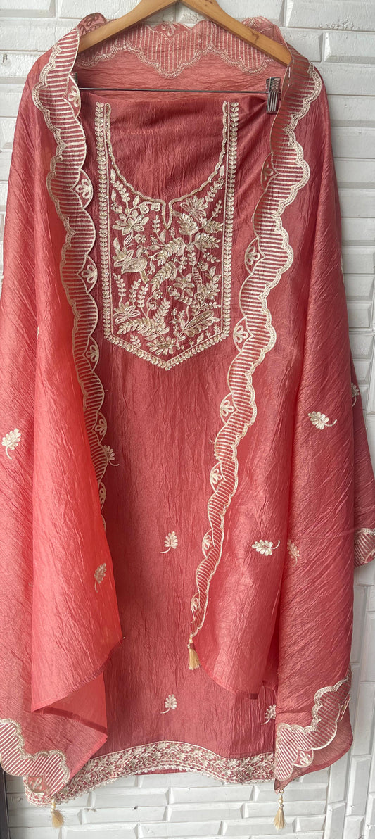 Crushed shimmer tissue unstitched ladies suit Rc17642 (c)