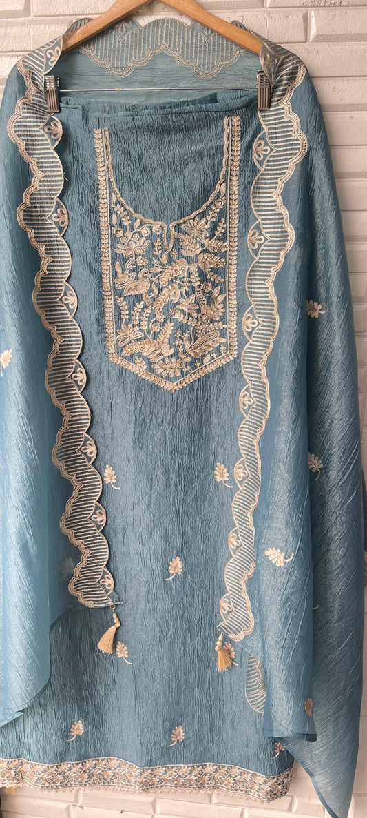 Crushed shimmer tissue unstitched ladies suit Rc17642 (a)