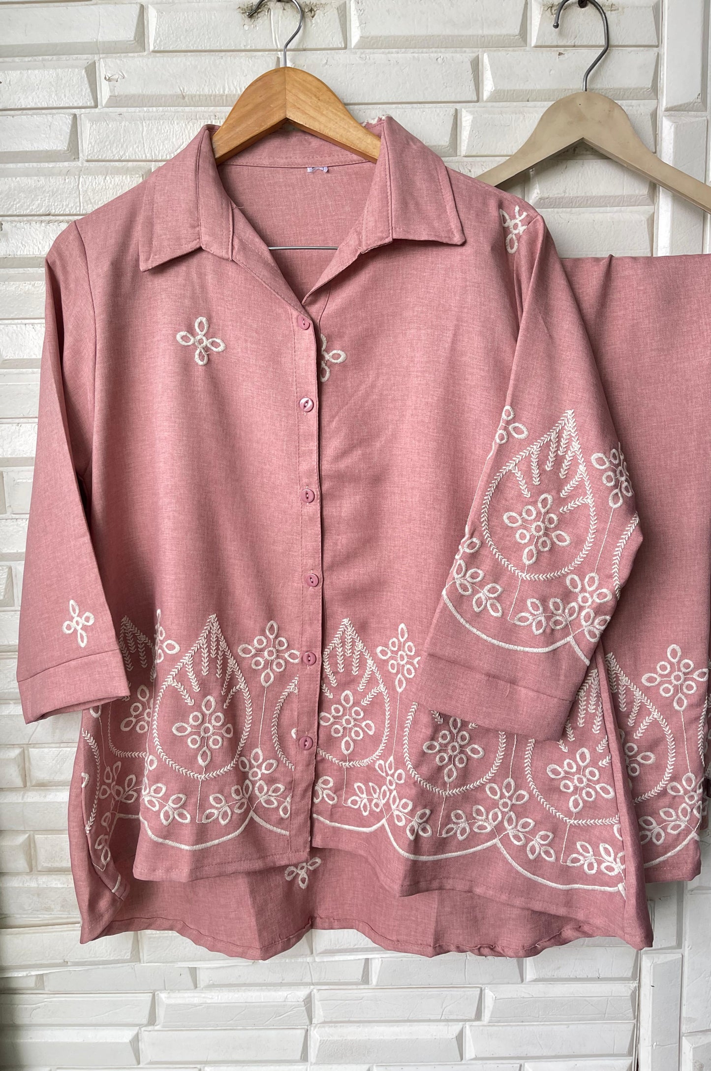 Cotton linen readymade ladies coord set Rc17358 (a)