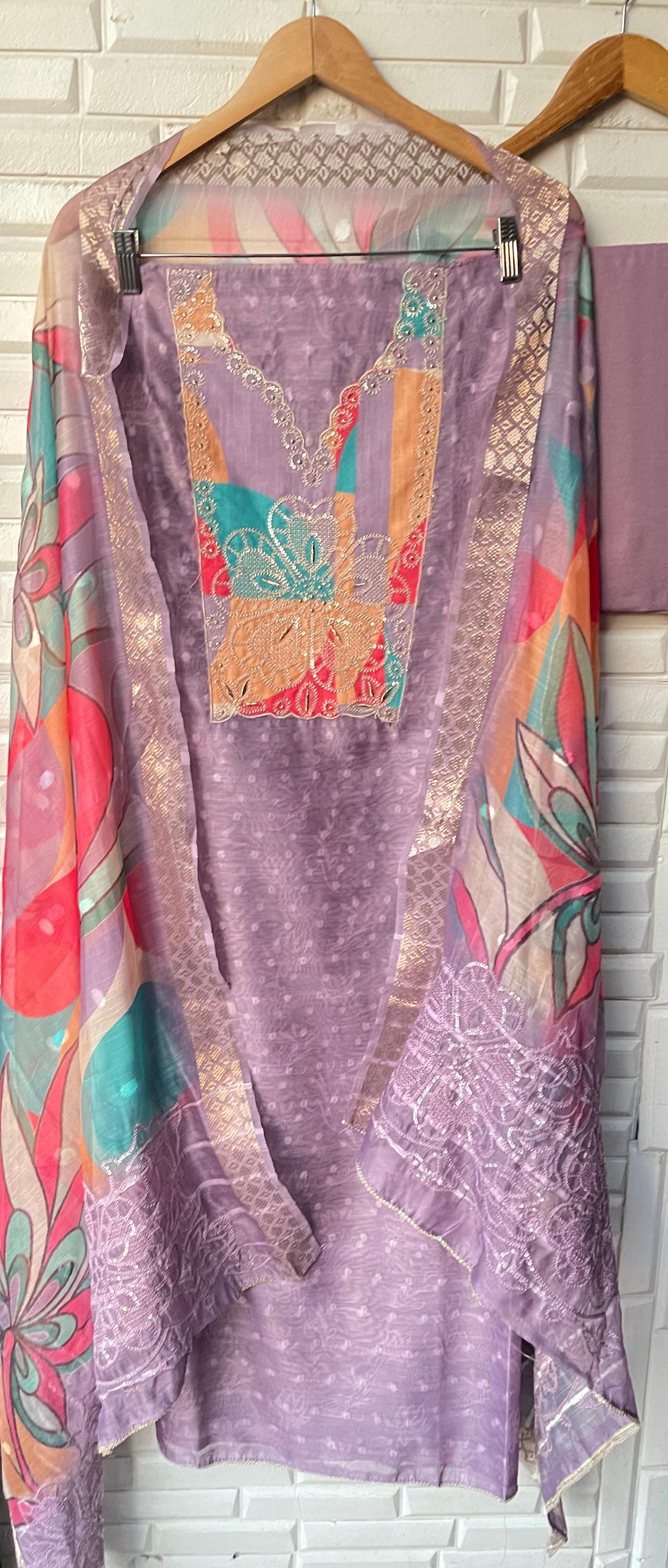Linen chanderi unstitched ladies suit Rc17590 (b)