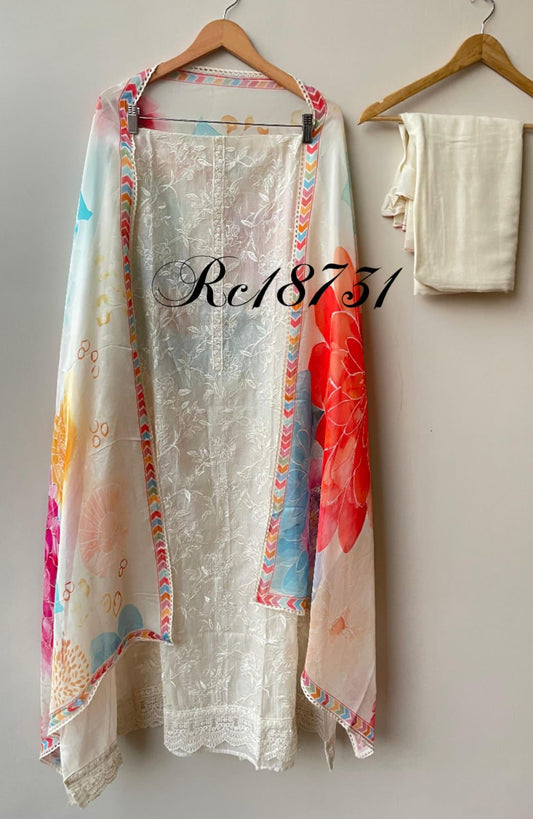 Mul chanderi unstitched ladies suit Rc18731