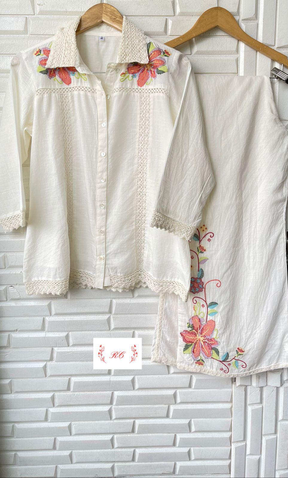 Pure Linen Ready to Wear Co-ord Set Rc15358