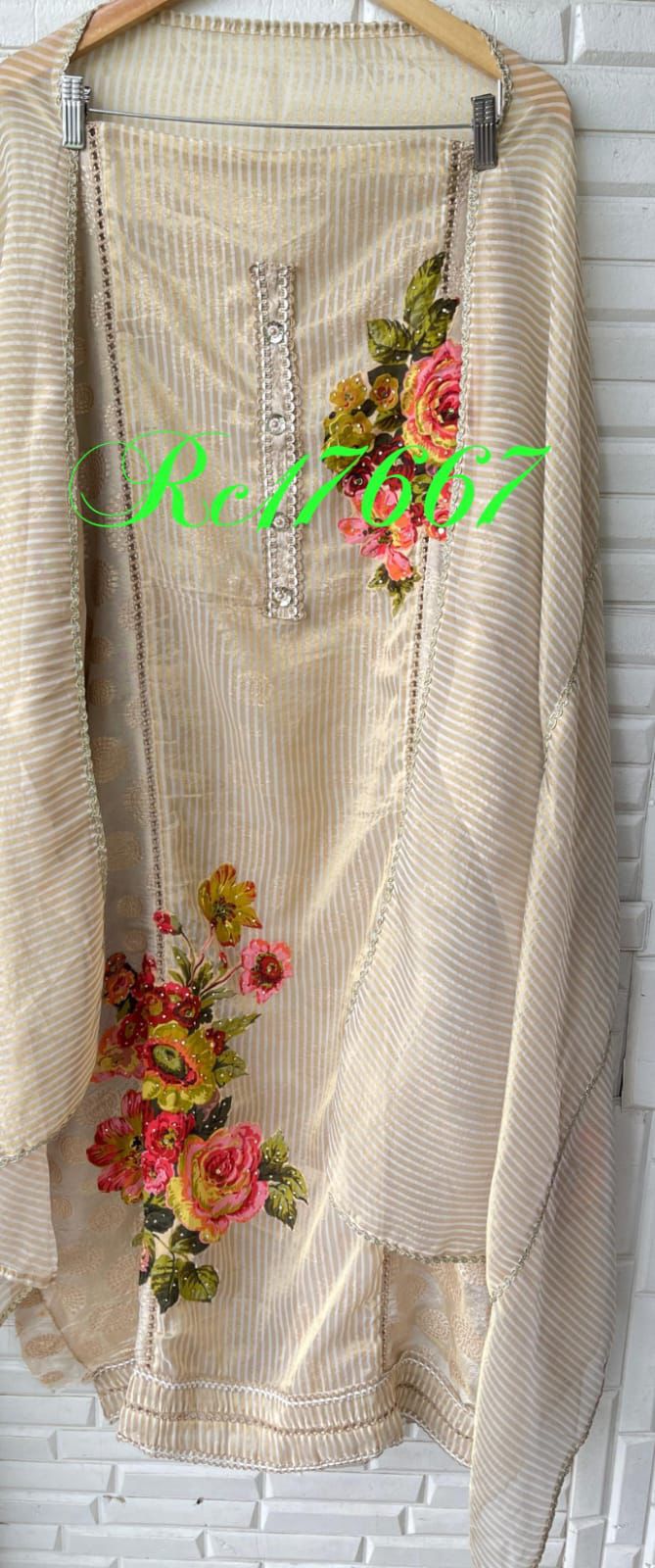 Banarasi shimmer silk unstitched ladies suit Rc1766