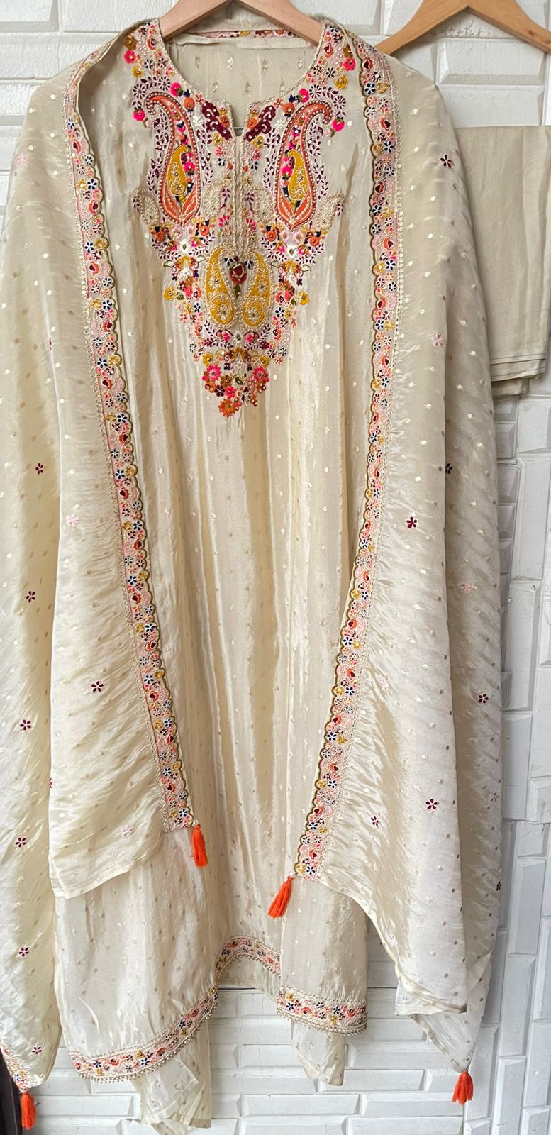 Banarasi shimmer silk unstitched ladies suit Rc17962
