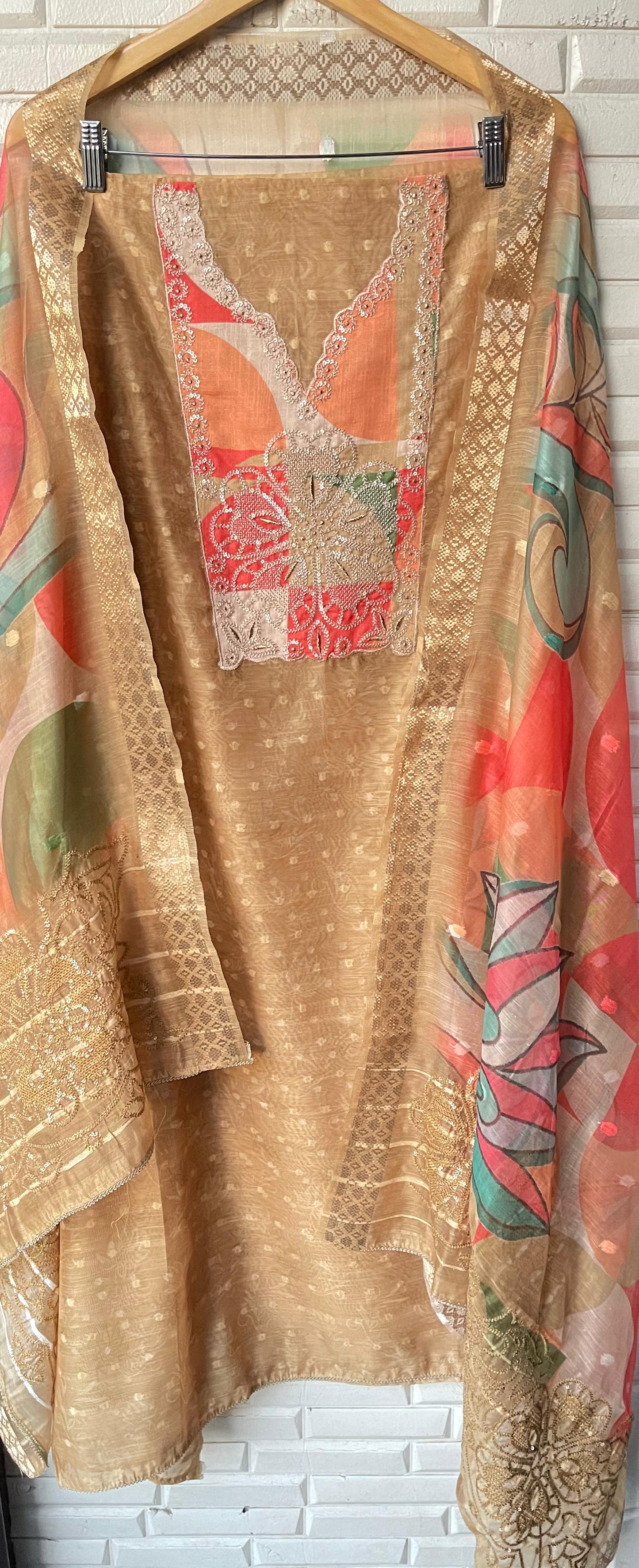 Linen chanderi unstitched ladies suit Rc17590 (a)