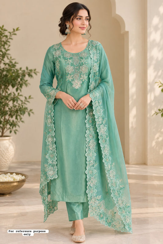 Shimmer Silk Organza Luxury Ensemble Unstitched Suit Set