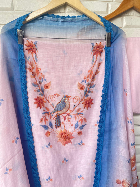 Cotton linen unstitched ladies suit Rc17579 (b)