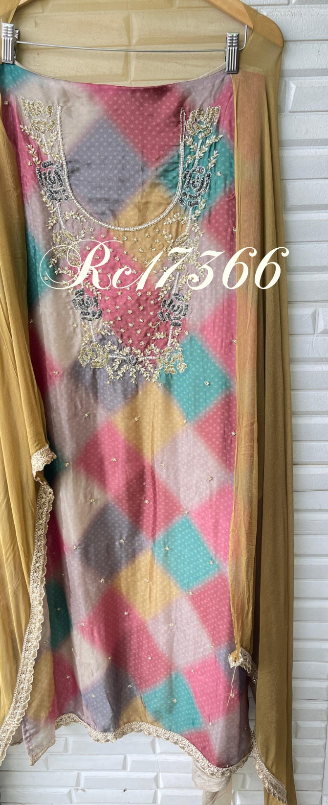 Organza silk unstitched ladies suit Rc17366