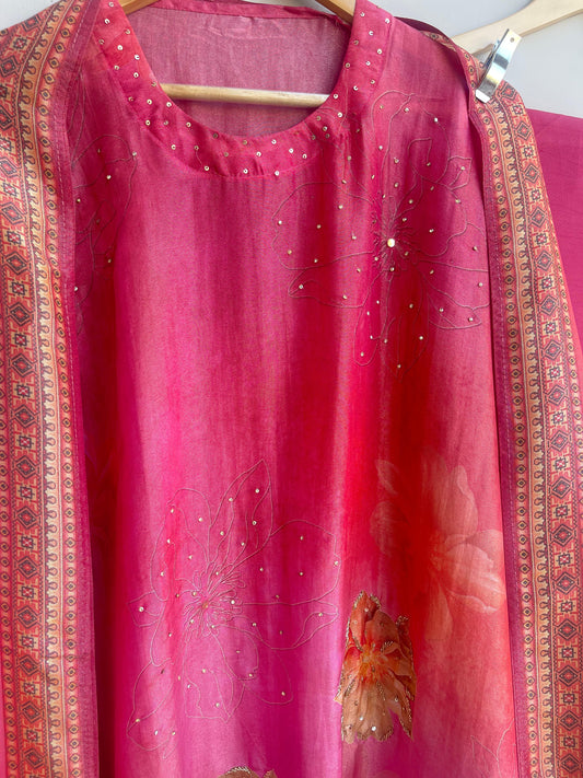 Shimmer silk unstitched ladies suit Rc17892