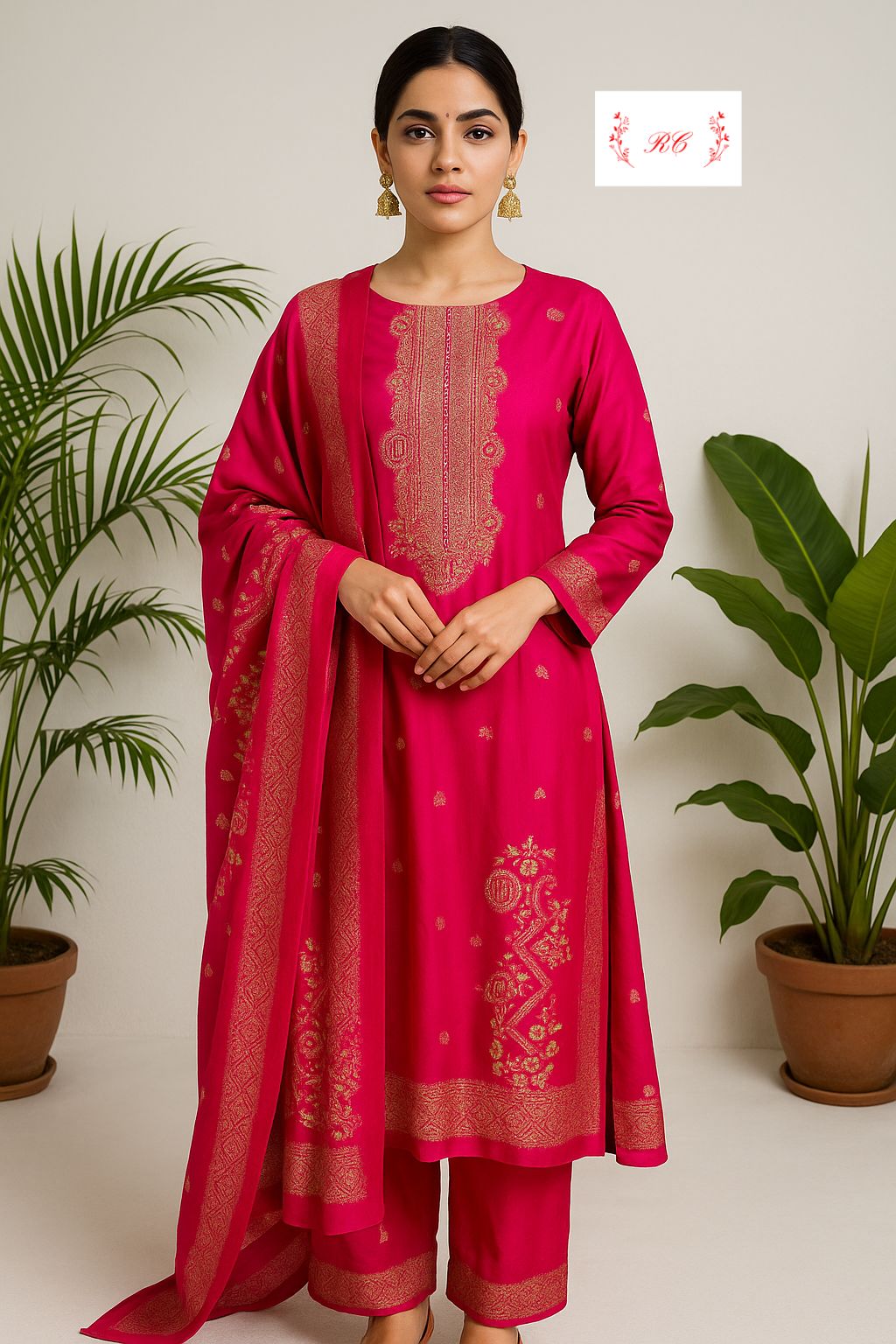 Banarasi pure silk unstitched ladies suit Rc17617
