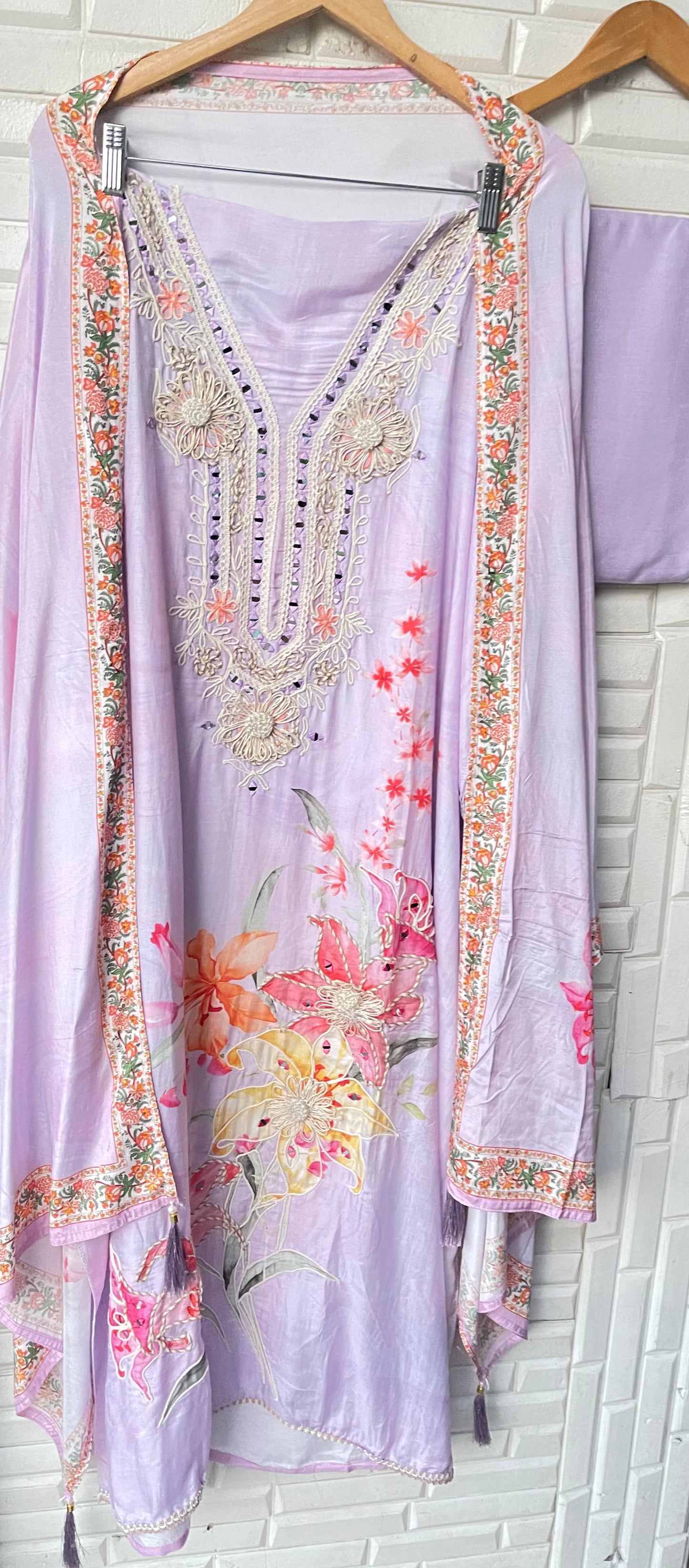 Muslin silk unstitched ladies suit Rc17420