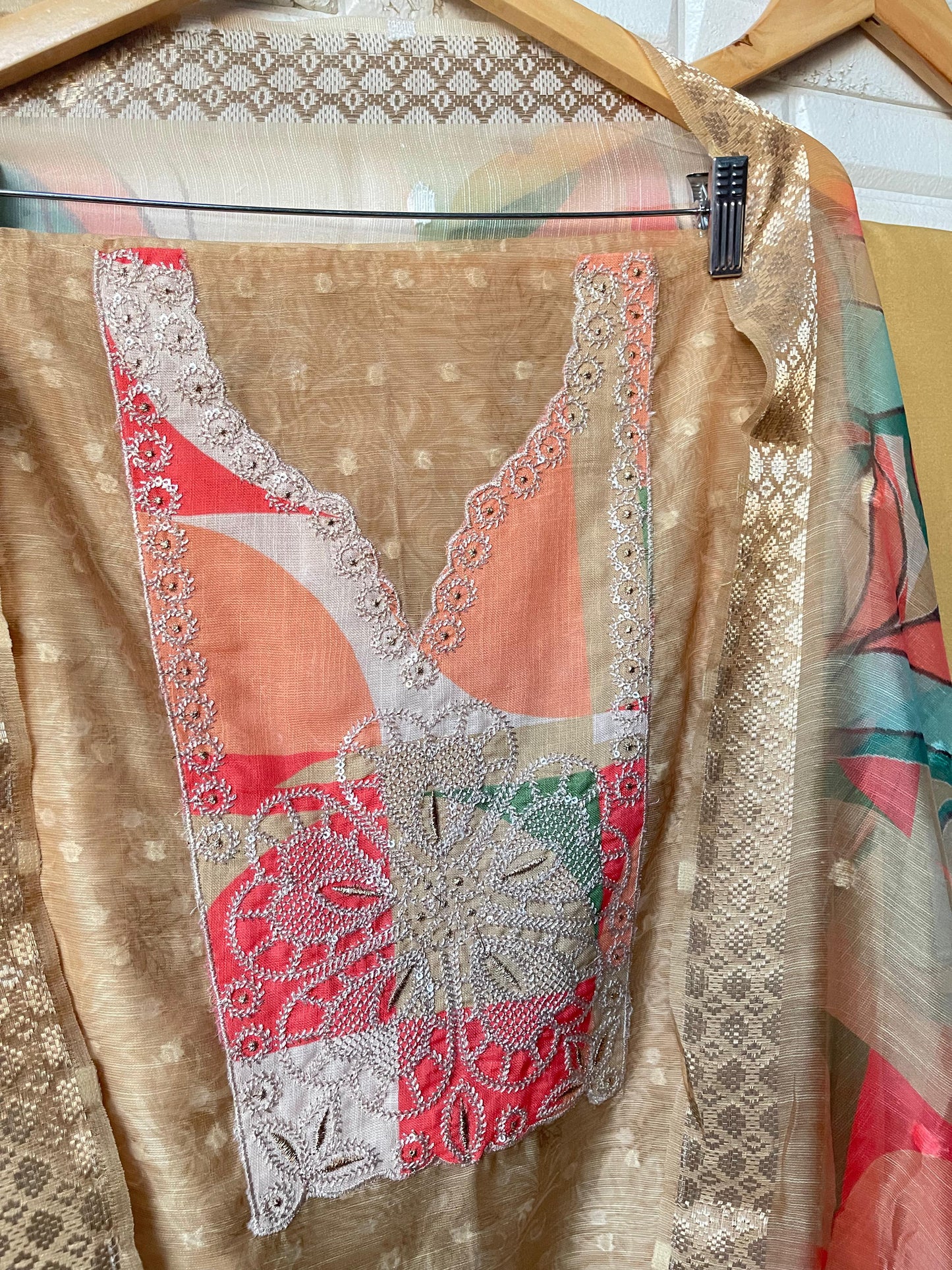 Linen chanderi unstitched ladies suit Rc17590 (a)