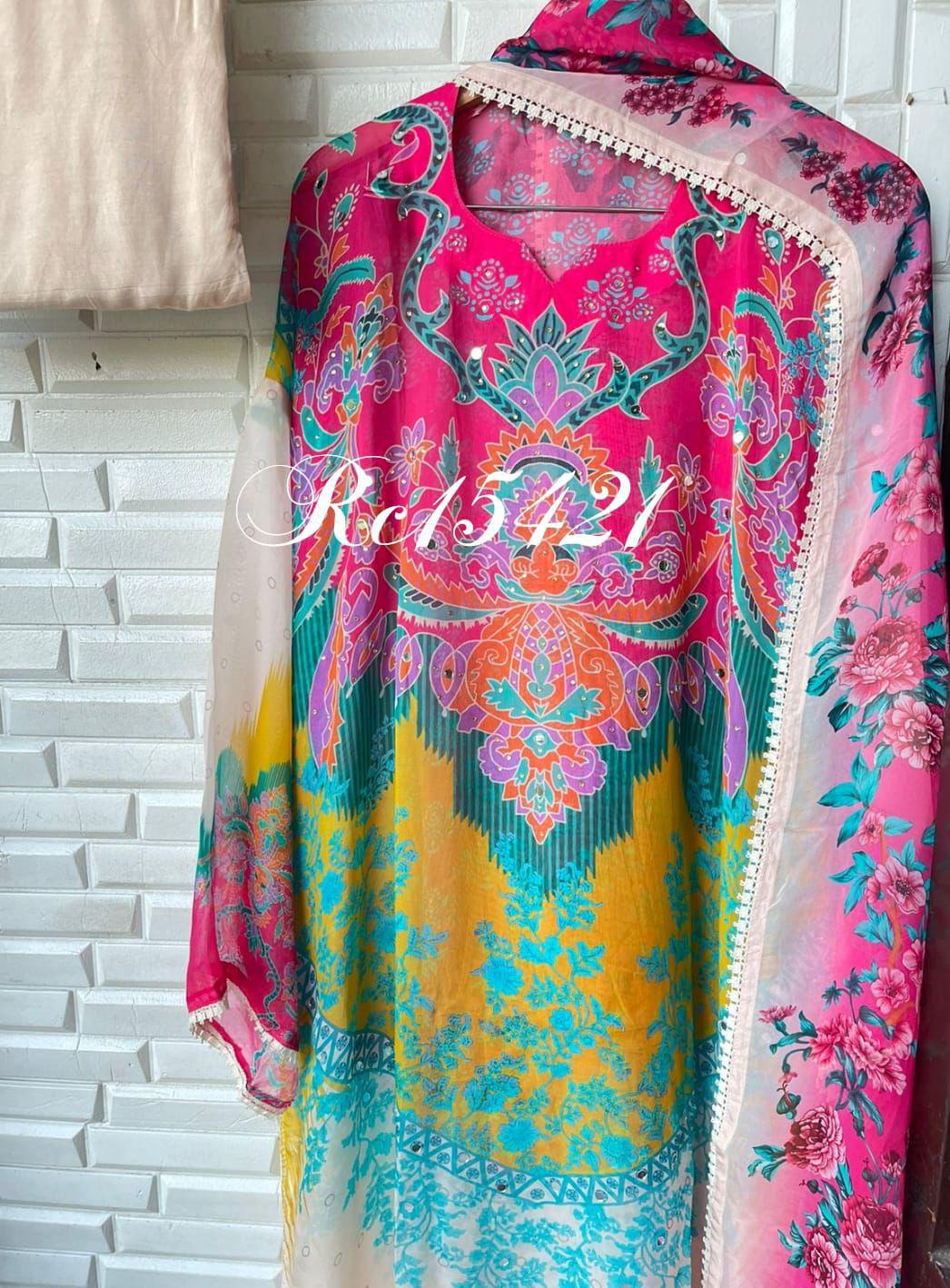 Organza Printed Semi Stitched Ladies Suit Rc15421