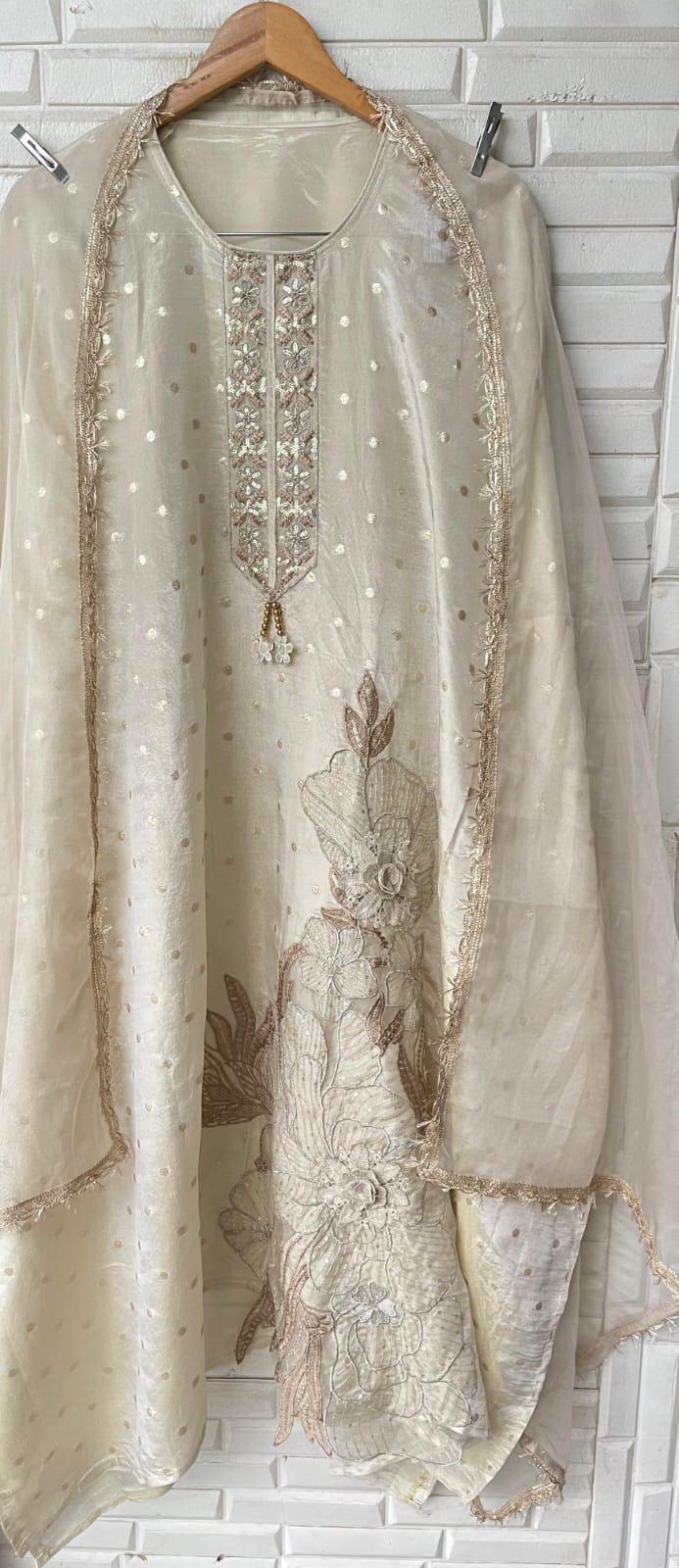 Banarasi Shimmer Silk Unstitched Ladies Suit Rc 17304