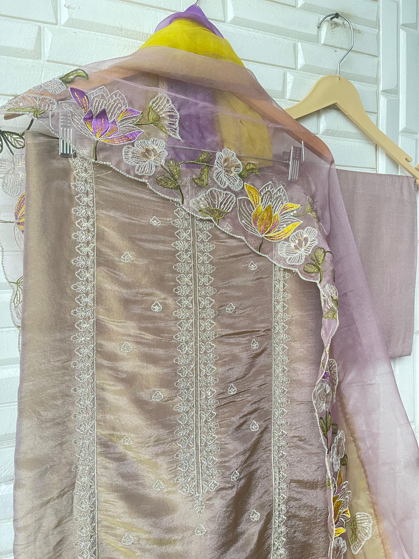 Shimmer silk unstitched ladies suit Rc17605