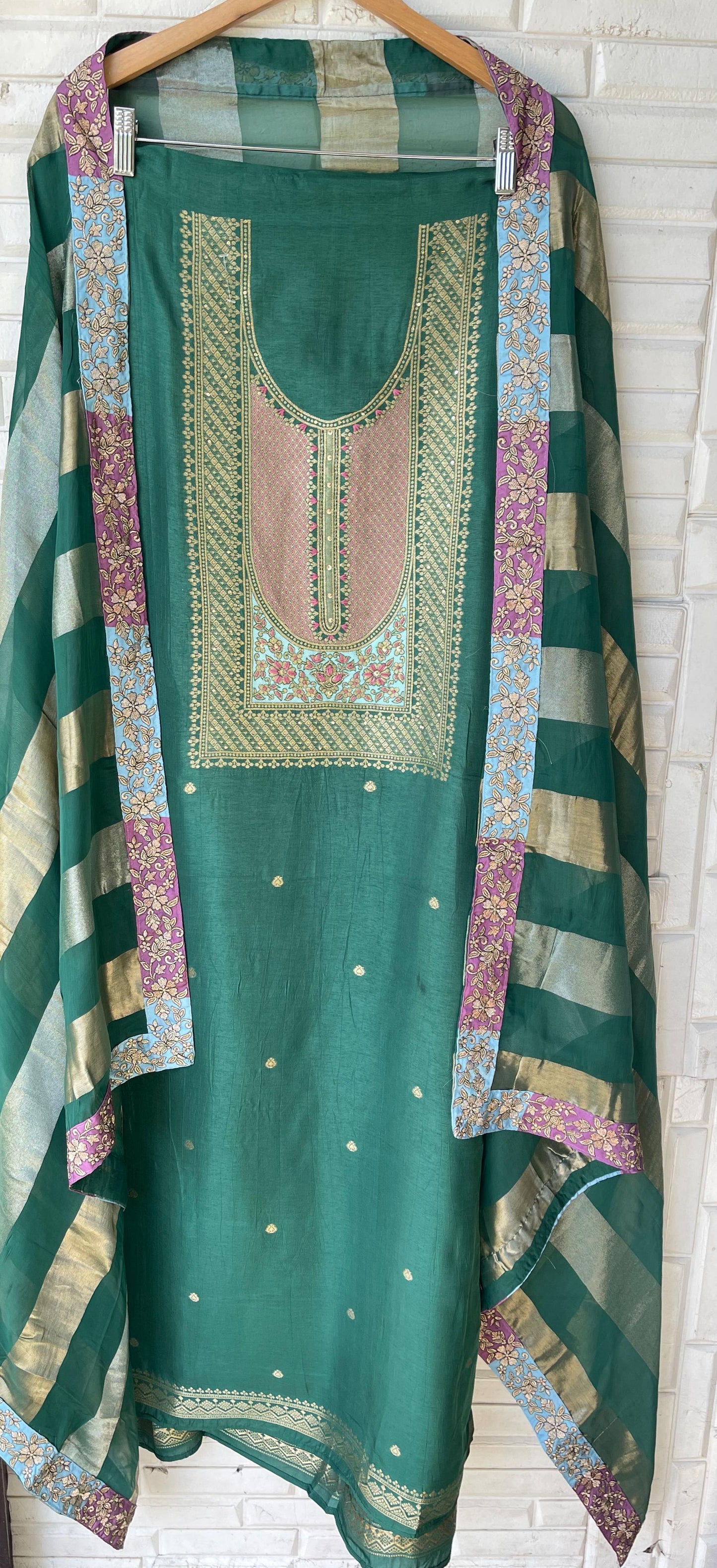 Banarasi tassar silk unstitched ladies suit Rc17722 (d)