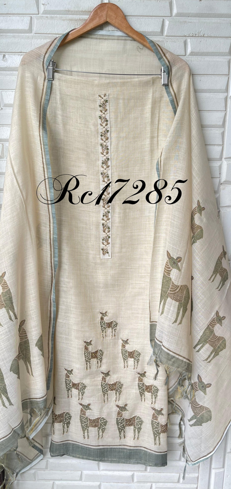 Shimmer linen unstitched ladies suit Rc17285