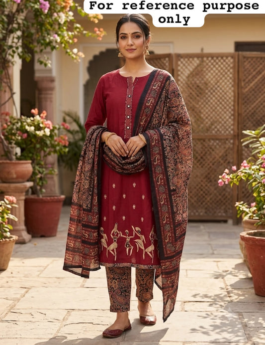Worli art inspired cotton ladies unstitched suit Rc19082 (a)