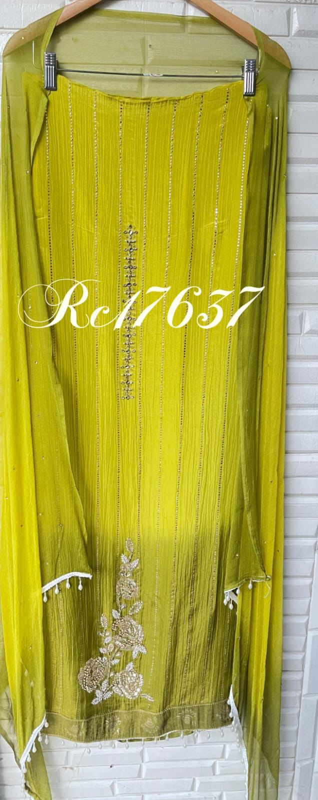 Shimmer crushed tissue unstitched ladies suit Rc17637