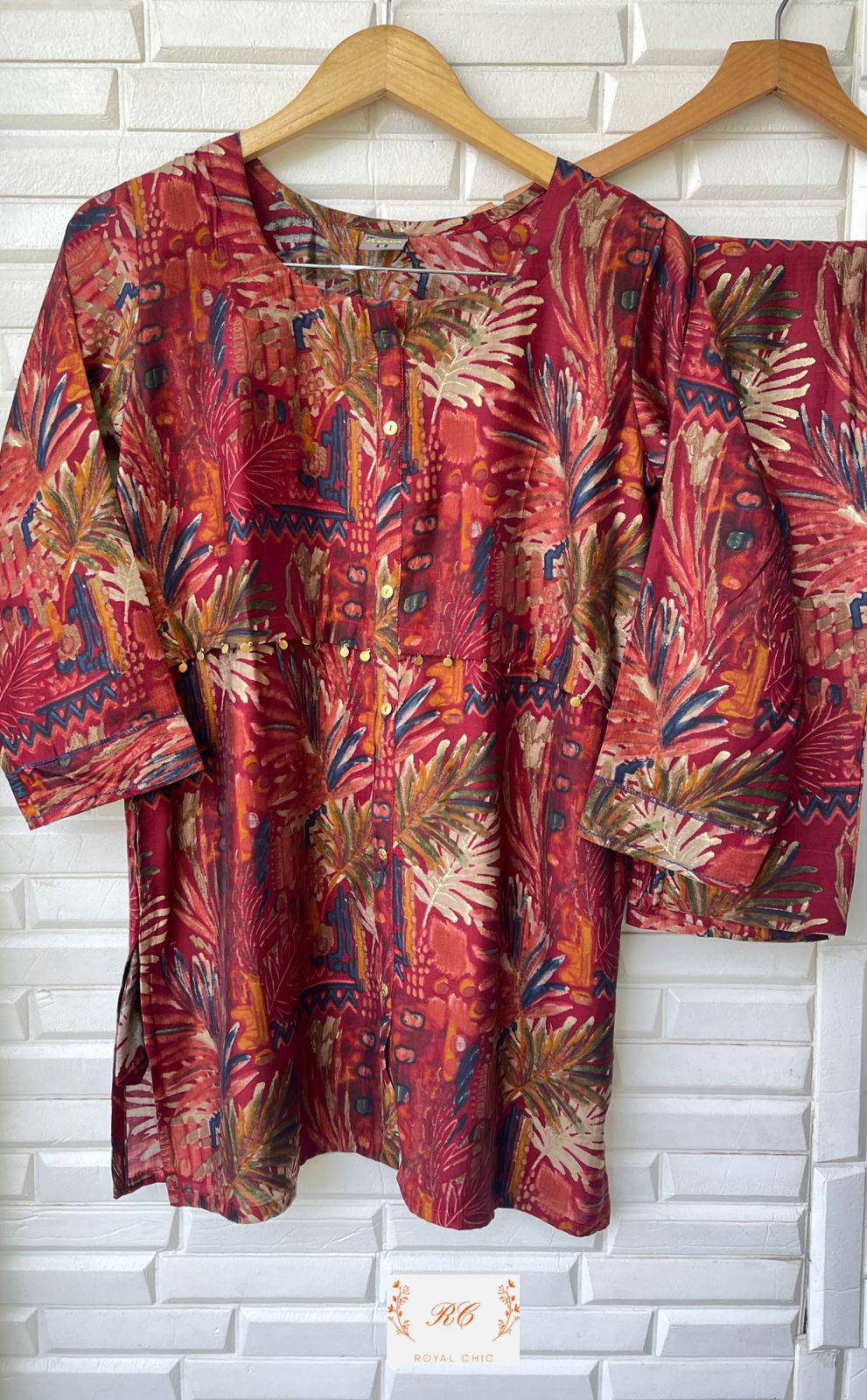 Muslin Printed Ready to Wear Coord Set Rc12161