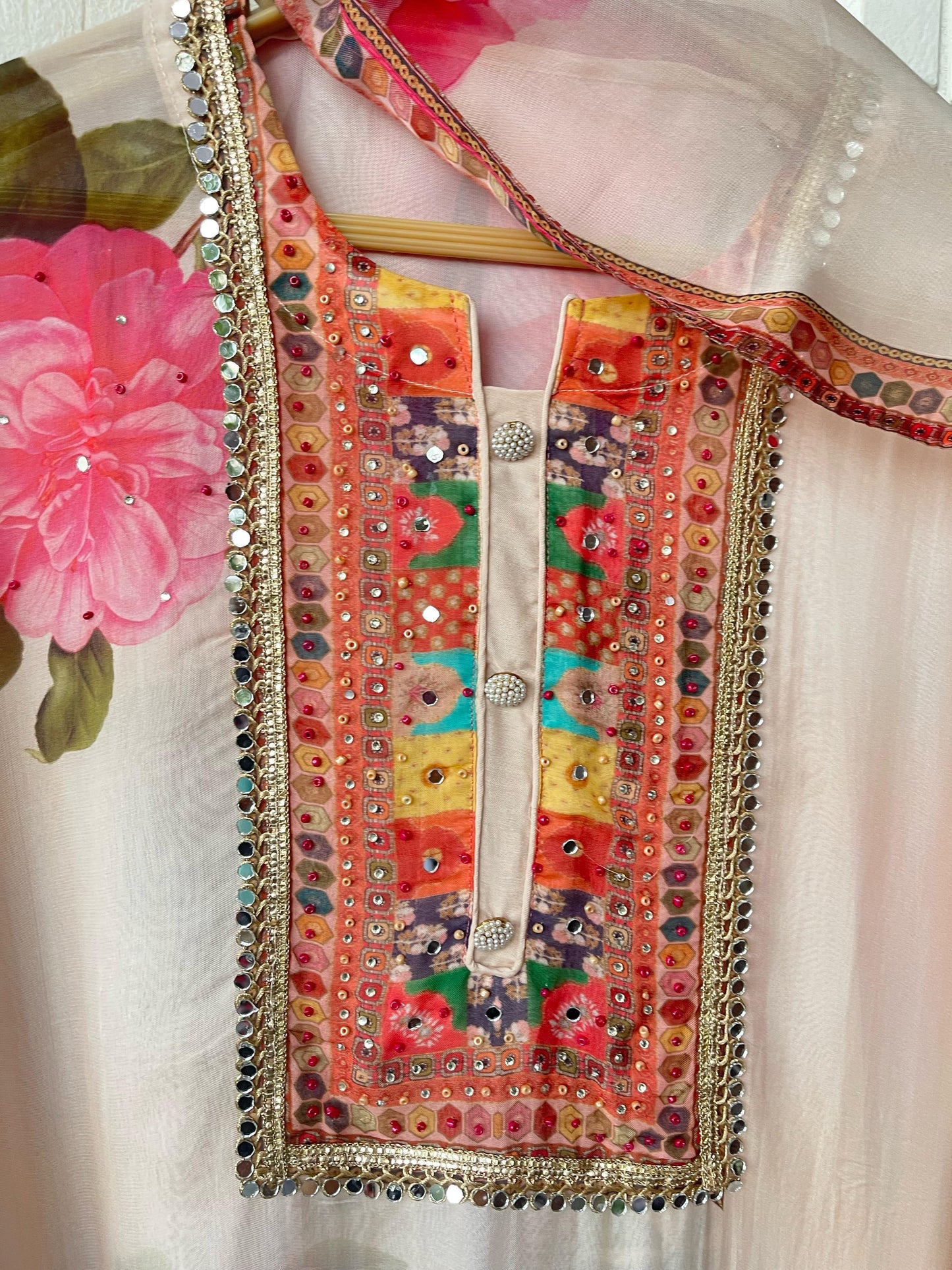 Organza semi stitched ladies suit Rc16414