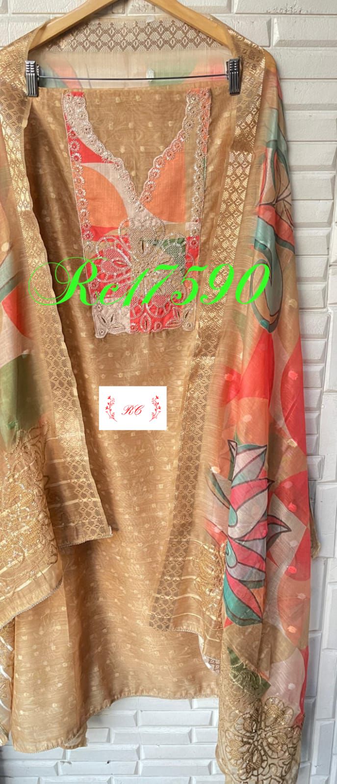 Linen chanderi unstitched ladies suit Rc17590 (a)