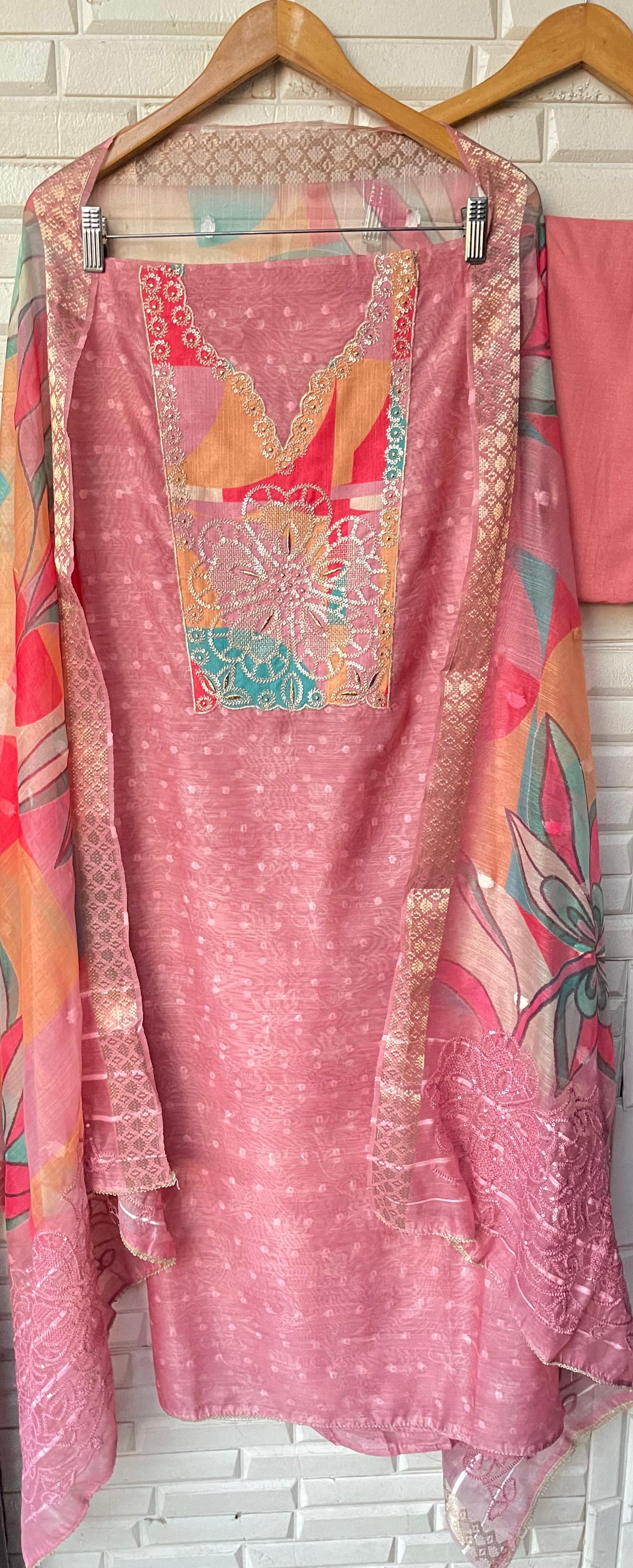 Linen chanderi unstitched ladies suit Rc17590 (c)